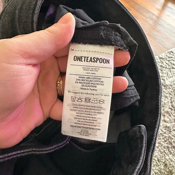 One Teaspoon Freebirds Low Waist Stretch Skinny Denim Jeans Black Plus Size 16 - Picture 9 of 9